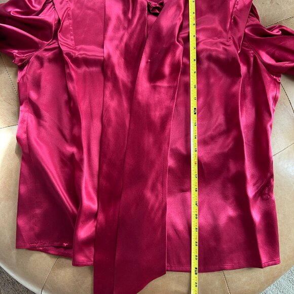 Vintage 80s Calvin Klein 100% Silk Bow Blouse Hong Kong Era – Fuchsia Women's 10 - Picture 11 of 13